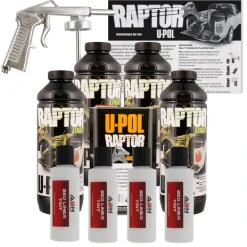 U-POL Raptor Tintable Bright White Bed Liner Kit W/Spray Gun, 4 Liters Upol